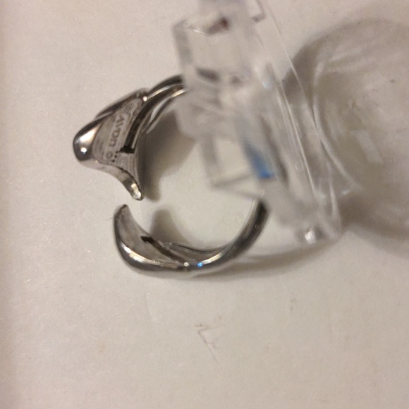Avon Signed Heart Shaped Adjustable Women's Ring Size 8 / 8 1/2 - Picture 7 of 12